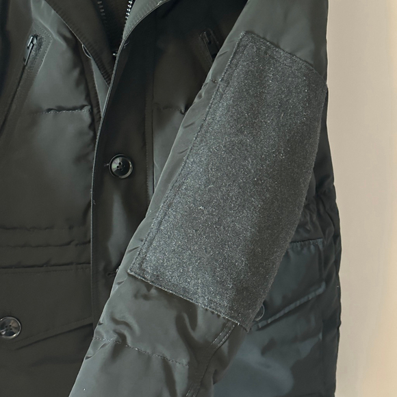 Men's Express Black Charcoal Grey Down Puffer Jacket with Hood Size L - Picture 5 of 16